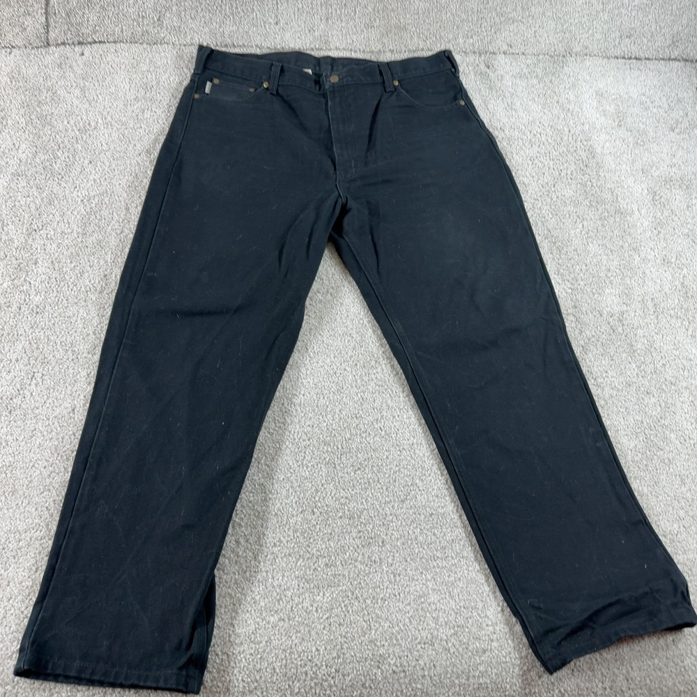 Carhartt B161 BLK 42x32 Relaxed Fit Black Denim Work Pants Straight Leg 5-Pocket
